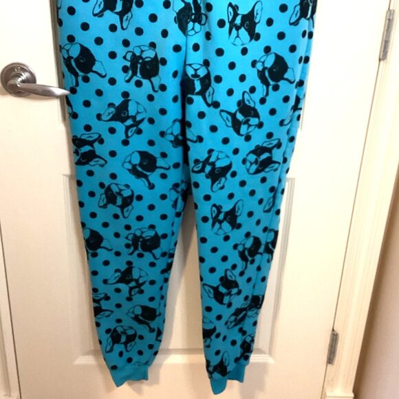 SWS Blue Fleece Long Warm Pajama Onesie Sleepwear Loungewear Dog Print Size XL - Picture 3 of 11